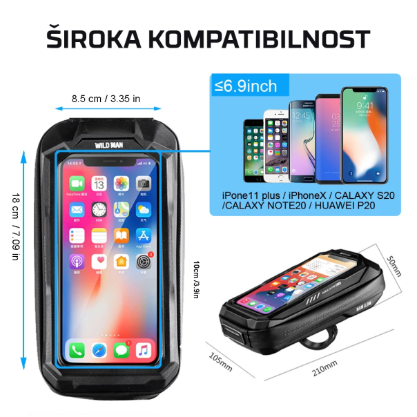 Torba/drzac za mobilni telefon za bicikl Wild man II crna - 211821
