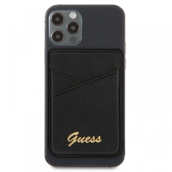 Maska za kartice Guess Wallet Cardslot Sticker 3M Saffiano Script  crna (GUCHSSABK) - 205395