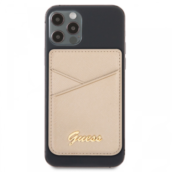 Maska za kartice Guess Wallet Cardslot Sticker 3M Saffiano Script  zlatna (GUCHSSAGO) - 205396