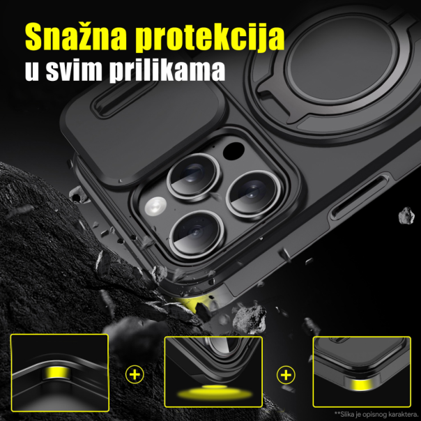 Maska za Samsung Galaxy A36/A56 5G CamShield Ring stand crna - 221485