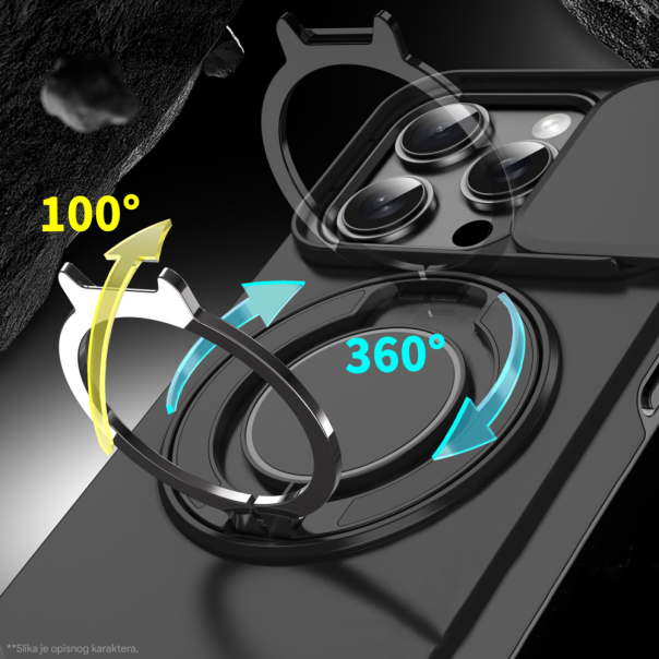 Maska za Samsung Galaxy S24 Ultra CamShield Ring stand crna - 216877