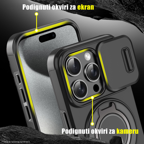 Torbica CamShield Ring stand za Samsung S931B Galaxy S25 crna - 218867