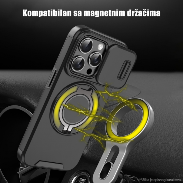 Maska za Xiaomi Redmi Note 13 4G (EU) CamShield Ring stand crna - 216878