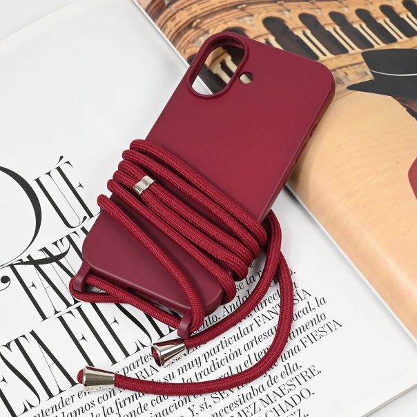 Maska za iPhone 16 6.1 Crossbody bordo - 221743