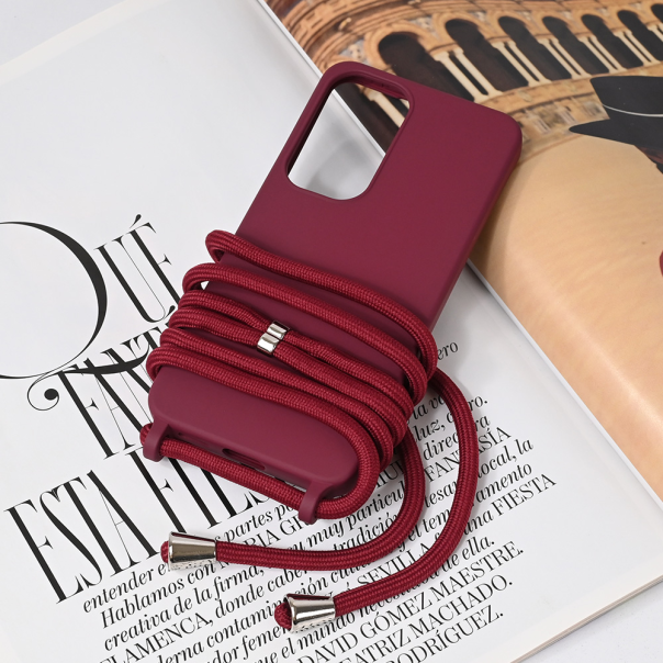 Maska za Samsung Galaxy S25 Crossbody bordo - 221773