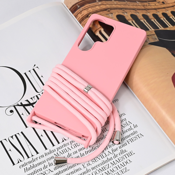 Maska za Samsung Galaxy S25 Ultra Crossbody roze - 221784