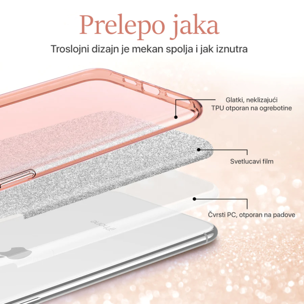 Torbica Crystal Dust za iPhone 14 6.7 Plus srebrna - 203305