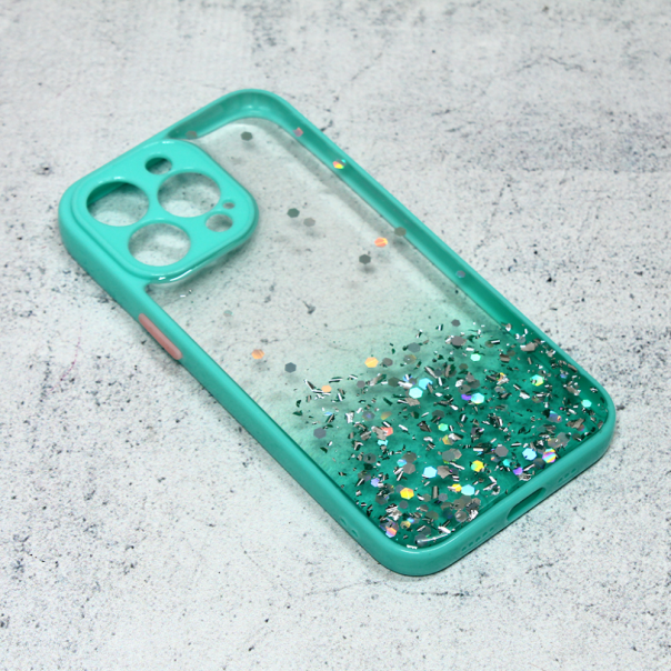 Maska za iPhone 13 Pro 6.1 Frame Glitter mint - 97143