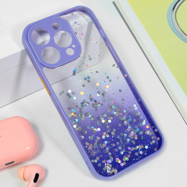 Maska za iPhone 14 Pro Max 67  Frame Glitter ljubičasta - 204863