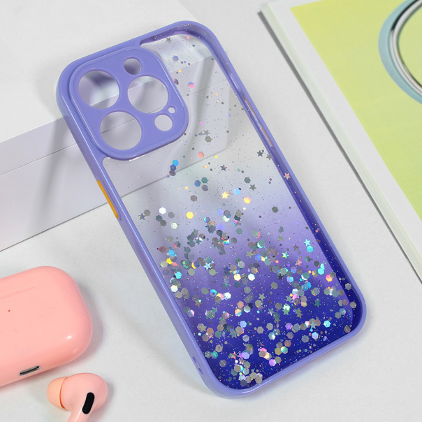 Maska za iPhone 15 Pro 6.1 Frame Glitter ljubičasta - 210511