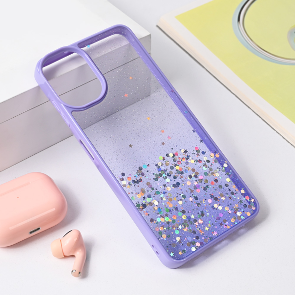 Maska za Samsung Galaxy A06 Frame Glitter ljubičasta - 221241