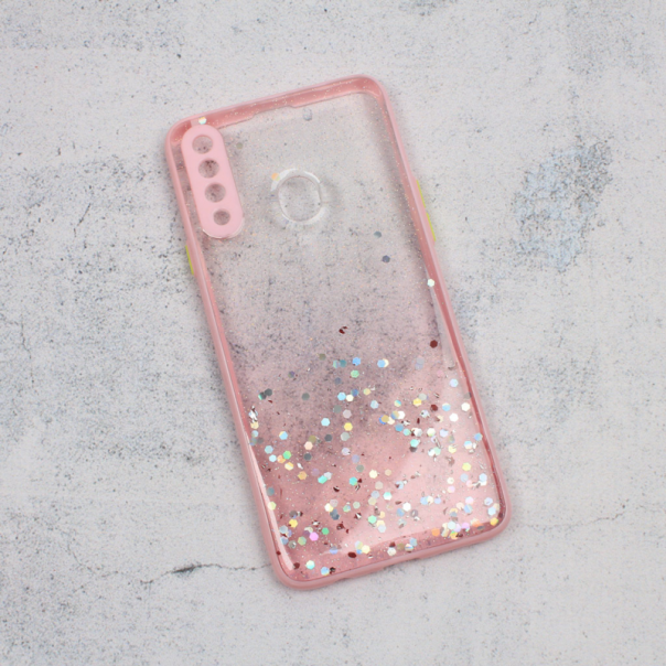 Maska za Samsung Galaxy A20s Frame Glitter roze - 90658