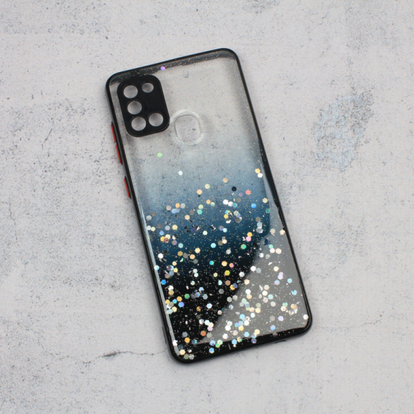 Maska za Samsung Galaxy A21s Frame Glitter crna - 90660