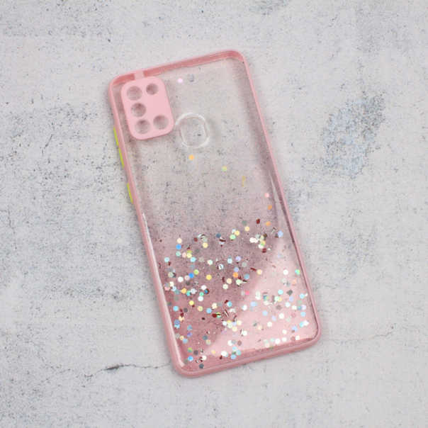 Maska za Samsung Galaxy A21s Frame Glitter roze - 90661-1