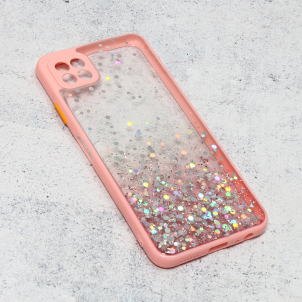 Maska za Samsung Galaxy A22 5G Frame Glitter roze - 200563-1