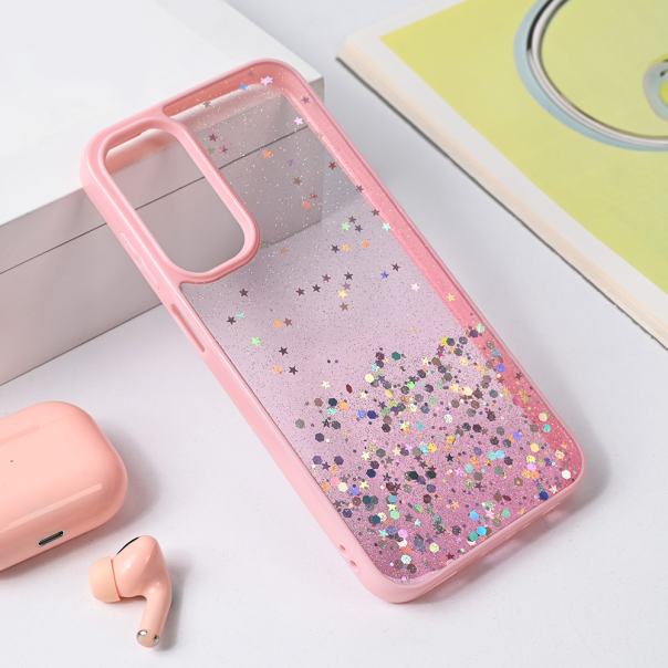Maska za Samsung Galaxy A25 Frame Glitter roze - 221248