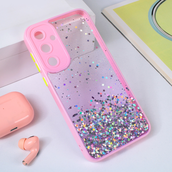 Maska za Samsung Galaxy A35 5G Frame Glitter roze - 214403