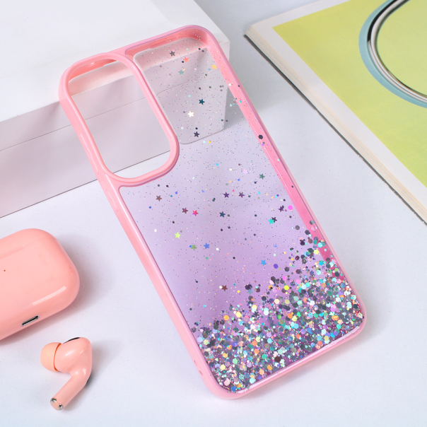 Maska za Samsung Galaxy A55 5G Frame Glitter roze - 214405