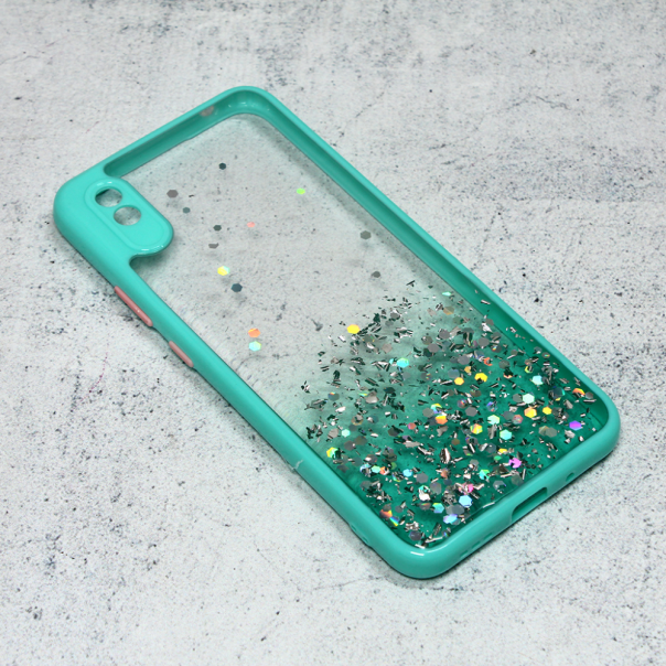 Maska za Xiaomi Redmi 9A Frame Glitter mint - 97153-1