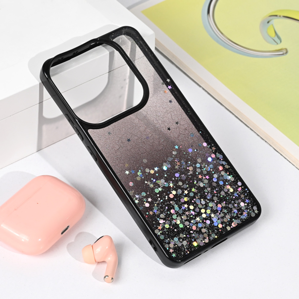 Maska za Xiaomi Redmi Note 14 5G Frame Glitter crna - 223054