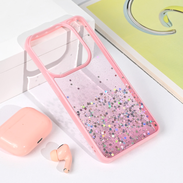 Maska za Xiaomi Redmi Note 14 5G Frame Glitter roze - 223056