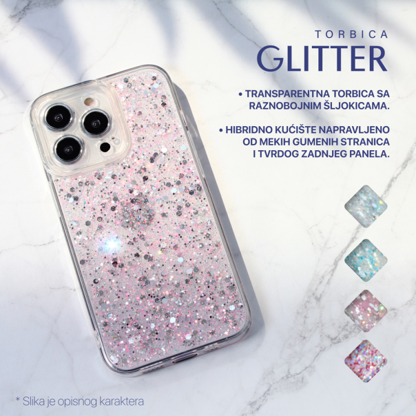 Torbica Glitter za Xiaomi Redmi Note 12s roze - 208542-1