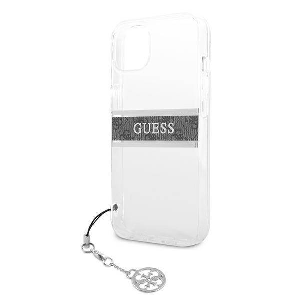 Maska za iPhone 13 6.1 Guess 4G Stripe Charm siva (GUHCP13MKB4GGR) - 205686