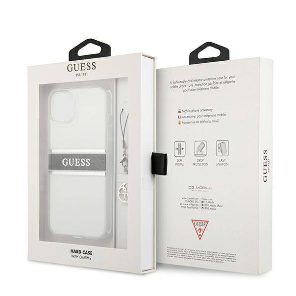 Maska za iPhone 13 6.1 Guess 4G Stripe Charm siva (GUHCP13MKB4GGR) - 205686