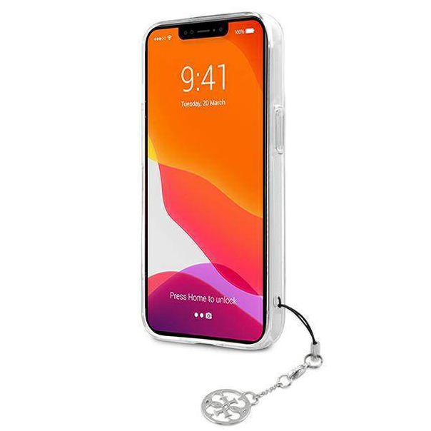Maska za iPhone 13 6.1 Guess 4G Stripe Charm siva (GUHCP13MKB4GGR) - 205686