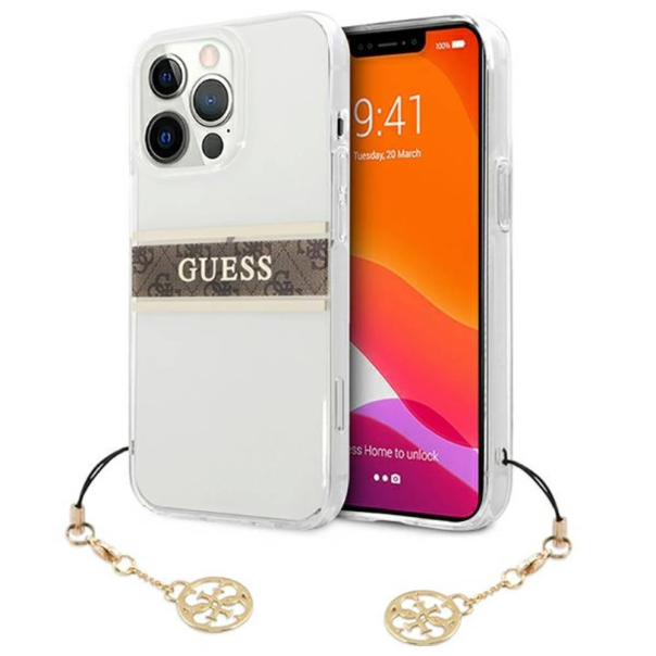 Maska za iPhone 13 Pro 6.1 braon (GUHCP13LKB4GBR) Guess 4G Stripe Charm - 205687