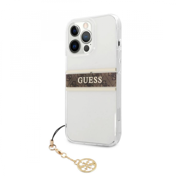 Maska za iPhone 13 Pro 6.1 braon (GUHCP13LKB4GBR) Guess 4G Stripe Charm - 205687