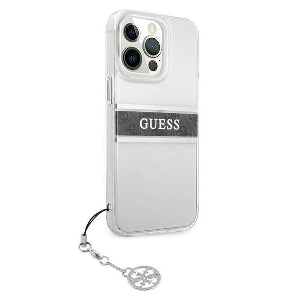 Maska za iPhone 13 Pro 6.1 Guess 4G Stripe Charm siva (GUHCP13LKB4GGR) - 205688
