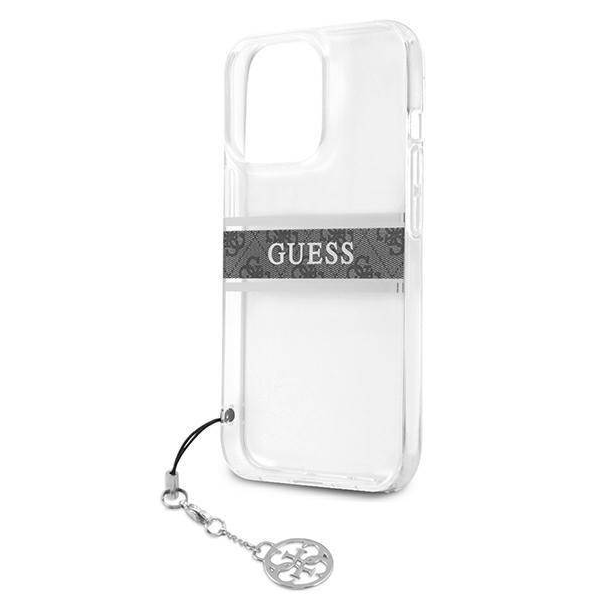 Maska za iPhone 13 Pro 6.1 Guess 4G Stripe Charm siva (GUHCP13LKB4GGR) - 205688