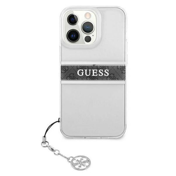 Maska za iPhone 13 Pro 6.1 Guess 4G Stripe Charm siva (GUHCP13LKB4GGR) - 205688