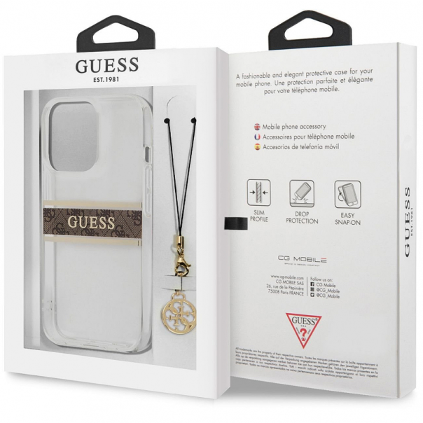 Maska za iPhone 13 Pro Max 6.7 braon (GUHCP13XKB4GBR) Guess 4G Stripe Charm - 205683