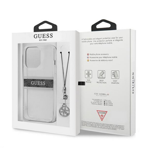 Maska za iPhone 13 Pro Max 6.7 Guess 4G Stripe Charm siva (GUHCP13XKB4GGR) - 205685