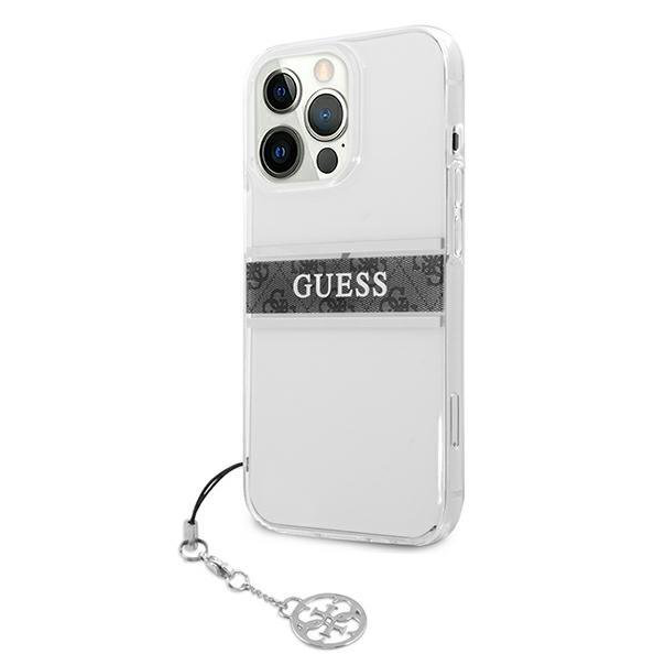 Maska za iPhone 13 Pro Max 6.7 Guess 4G Stripe Charm siva (GUHCP13XKB4GGR) - 205685