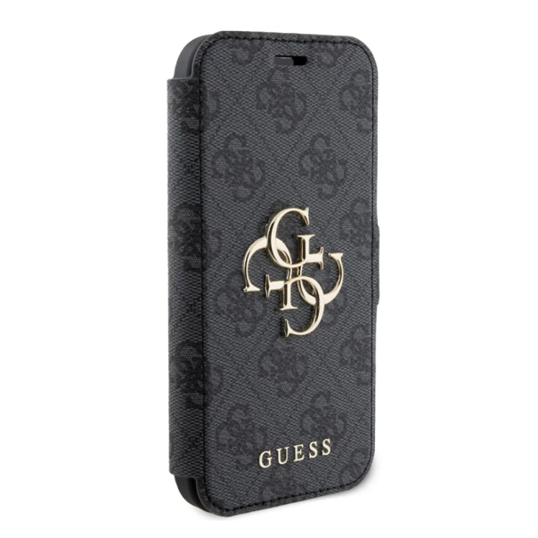 Maska za iPhone 15 6.1 Guess Bk Pu leather 4G Metal Logo siva (GUBKP15S4GMGGR) - 210450