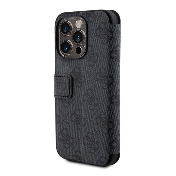 Maska za iPhone 15 Pro 6.1 Guess Bk Pu leather 4G Metal Logo siva (GUBKP15L4GMGGR) - 210451