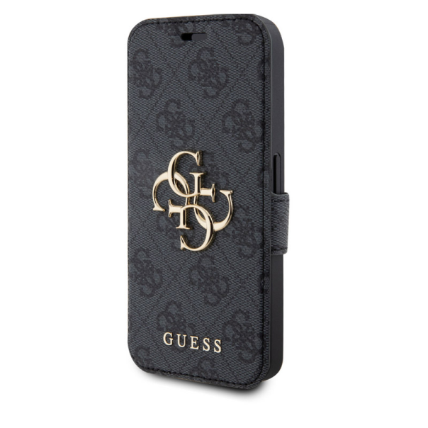 Maska za iPhone 15 Pro 6.1 Guess Bk Pu leather 4G Metal Logo siva (GUBKP15L4GMGGR) - 210451