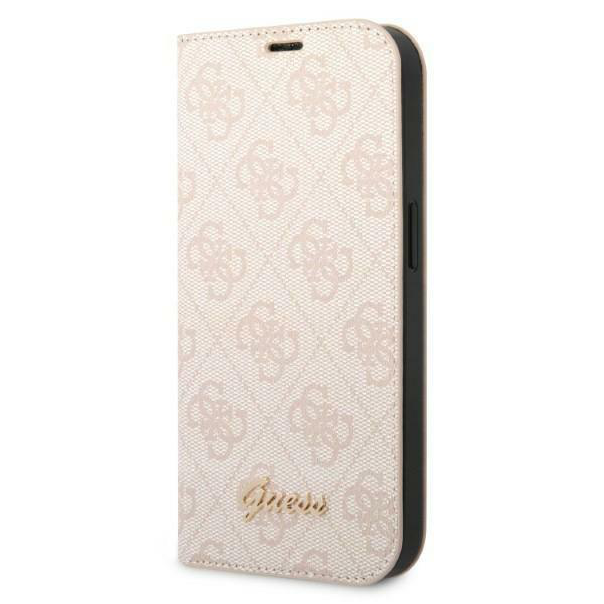 Maska za iPhone 14 Pro 6.1 Guess BT PC/TPU 4G PU Script Metal pink (GUBKP14LHG4SHP) - 205363