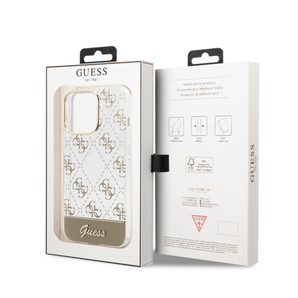 Maska za iPhone 14 Pro 6.1 Guess Hc 4G Electro Script zlatna (GUHCP14LHG4MHG) - 205348