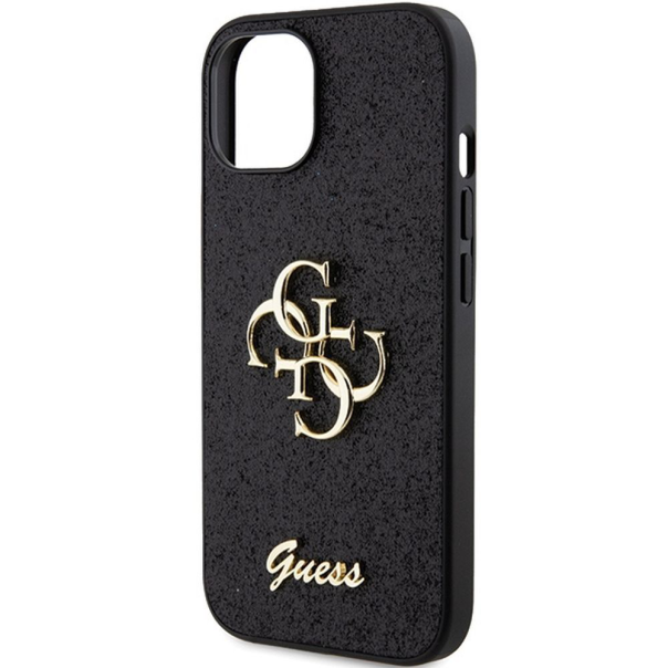 Maska za iPhone 15 6.1 Guess Hc Fixed Glitter 4G Big Metal Logo crna (GUHCP15SHG4SGK) - 210420