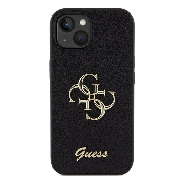 Maska za iPhone 15 6.1 Guess Hc Fixed Glitter 4G Big Metal Logo crna (GUHCP15SHG4SGK) - 210420