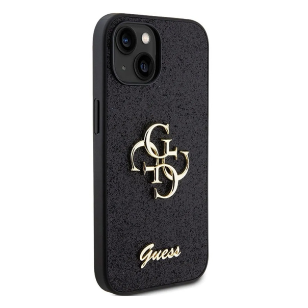 Maska za iPhone 15 6.1 Guess Hc Fixed Glitter 4G Big Metal Logo crna (GUHCP15SHG4SGK) - 210420