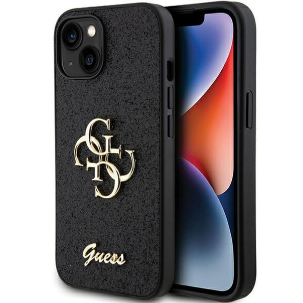 Maska za iPhone 15 6.1 Guess Hc Fixed Glitter 4G Big Metal Logo crna (GUHCP15SHG4SGK) - 210420