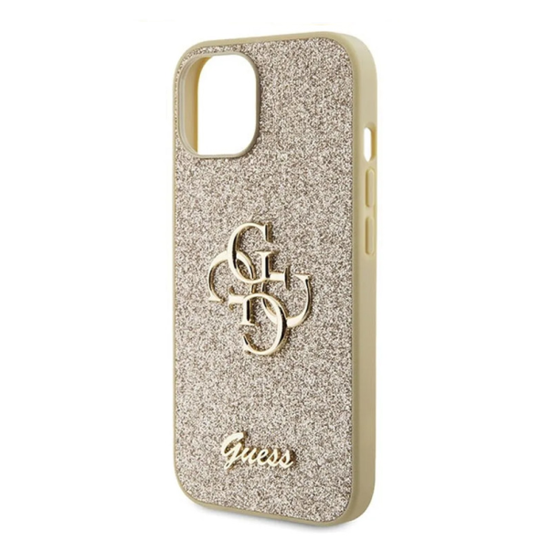 Maska za iPhone 15 6.1 Guess Hc Fixed Glitter 4G Big Metal Logo zlatna (GUHCP15SHG4SGD) - 210423