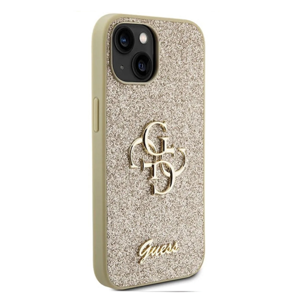 Maska za iPhone 15 6.1 Guess Hc Fixed Glitter 4G Big Metal Logo zlatna (GUHCP15SHG4SGD) - 210423