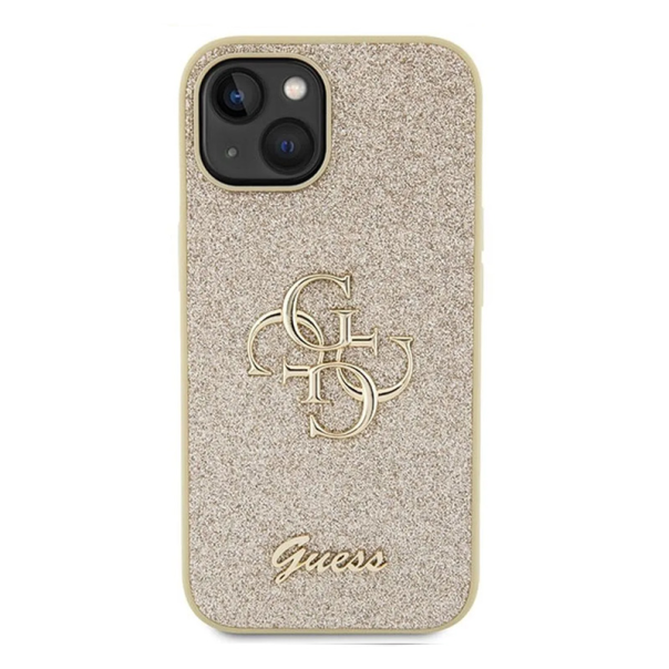 Maska za iPhone 15 6.1 Guess Hc Fixed Glitter 4G Big Metal Logo zlatna (GUHCP15SHG4SGD) - 210423
