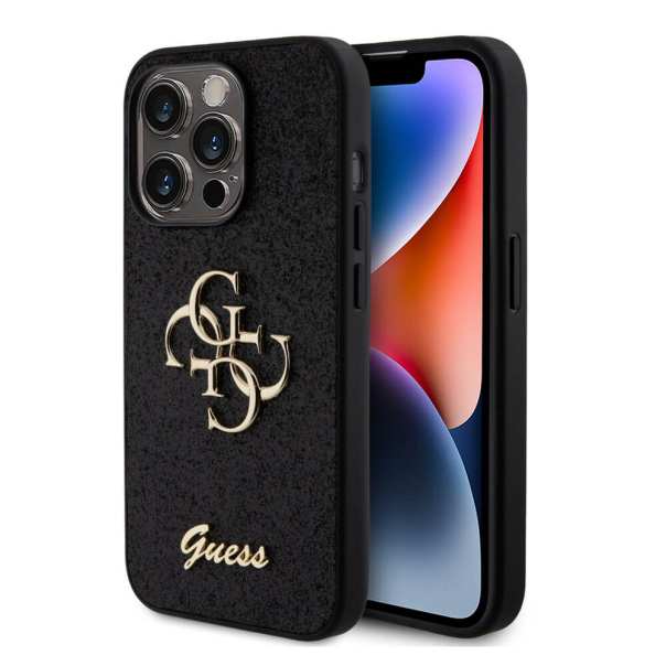 Maska za iPhone 15 Pro 6.1 Guess Hc Fixed Glitter 4G Big Metal Logo crna (GUHCP15LHG4SGK) - 210421